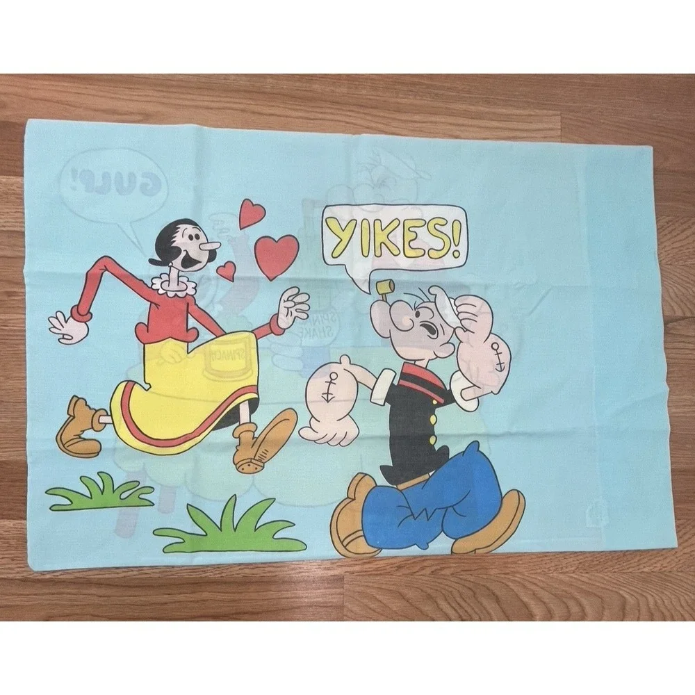 Vintage Pillowcase with Popeye, Olive Oyl & Sweet‎ Pea - Double Sided